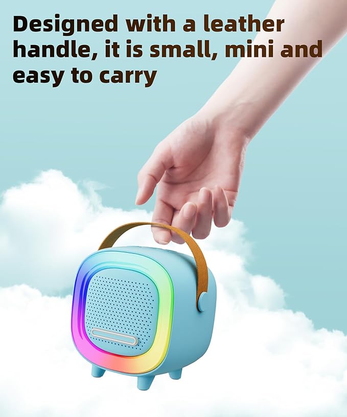 Mini Karaoke Machine Speaker for Kids Adults, Portable Bluetooth with 1 Wireless Microphones, Children's Day Birthday Gift Ideas for Toys for Teens Boys and Girls Aged 4, 5, 6, 7, 8, 9, 10, 11, 12+