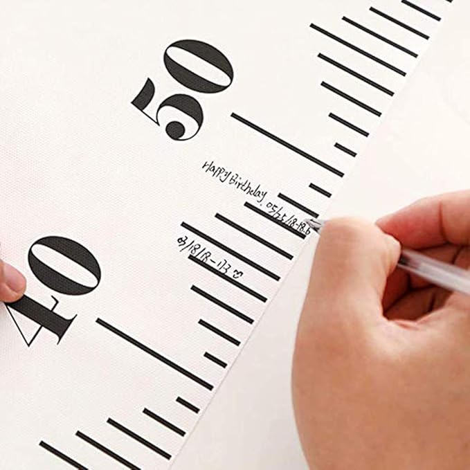 Growth Chart Wall Hanging, Portable Kids Wall Ruler Removable Height Measure Chart for Boys Girls Growth Ruler from Baby to Adult for Child's Room Decoration 79''7.9''