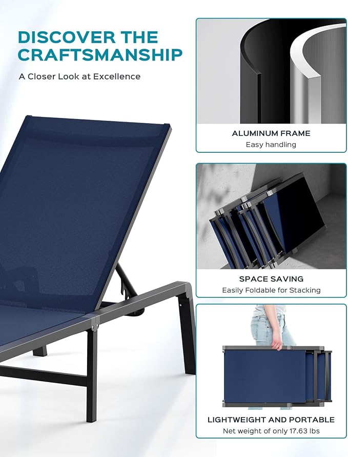 Ciokea Patio Chaise Lounge Chair, Foldable Lounge Chair - Image 4