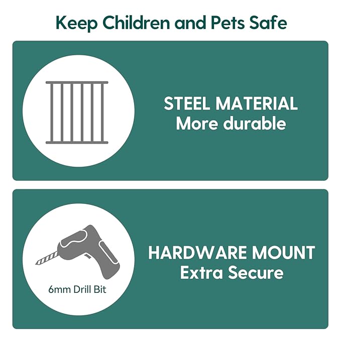 Babelio 34" Extra Tall Baby/Dog Gate with No Threshold Design Walk Thru Door, 26-43" Auto Close Safety Gate for Babies, Elders and Pets, Fits Doorways, Stairs, and Entryways, Brown Wood Pattern