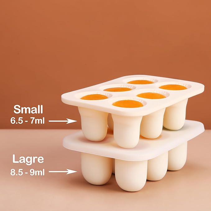 Baby Food Freezer Tray with Lid 2 Pack, Silicone Breastmilk Popsicle Mold, Baby Food Storage Container, Ice Cube Maker for Homemade Baby Meals (Carnation)