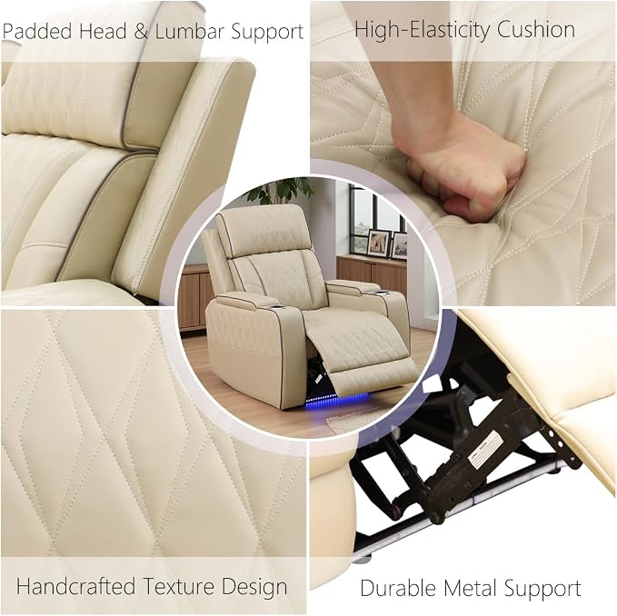 Power Leather Recliner Sofa Chair, Living Room Furniture Sets, Breathing - Image 7