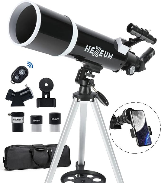 Telescope for Adults & Beginner Astronomers - 80mm Aperture 600mm Fully Multi-Coated High Transmission Coatings with AZ Mount Tripod Phone Adapter, Carrying Bag, Wireless Control.