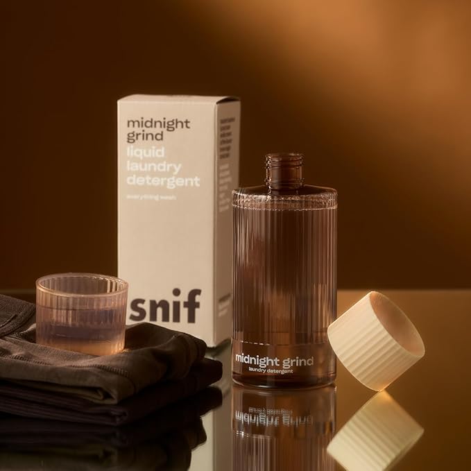 Snif Midnight Grind Laundry Detergent, Bold, Rich Espresso Scent, 64 Loads, Non-Irritating to Skin, Clean, Non-Toxic, Vegan, Cruelty Free, 16oz