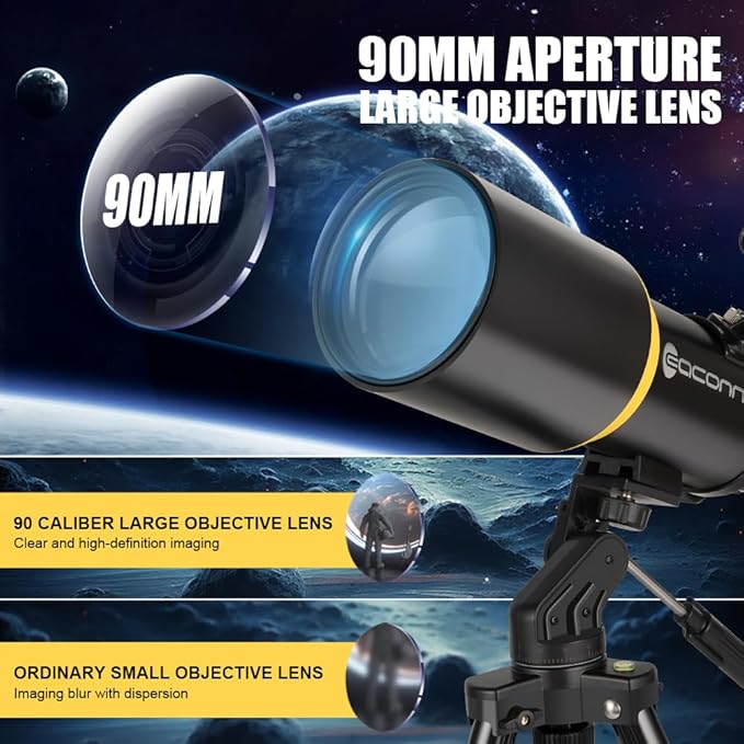 Telescope for Adults, 90mm Aperture 600mm Refractor Telescope for Kids and Beginners, Telescopes for Adults Astronomy with Handbag and Phone Adapter