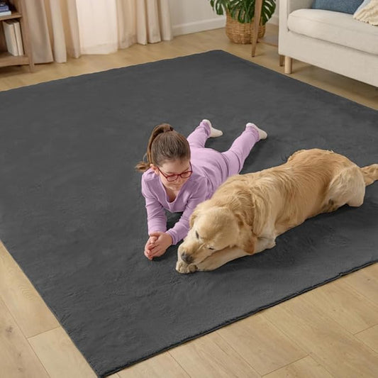 GORILLA GRIP Ultra Soft Washable Area Rug, Stain and Slip Resistant Plush Thick Carpet for Bedroom Living Room, No Shed Floor Rugs, Pet Friendly, Dorm Essentials, Kids Nursery Home Decor 4x6 Dark Gray