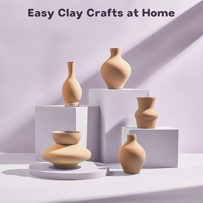 Alldeer Mini Pottery Wheel Kit - 4.7" Turntable Electric Clay Wheel with Foot Pedal, Adjustable Speed Ceramic Making Machine with 8 Pottery Shaping Tools, Craft Kits for Kids