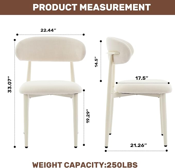 UVV Dining Chairs Set of 6, Metal Kitchen Chairs - Image 9
