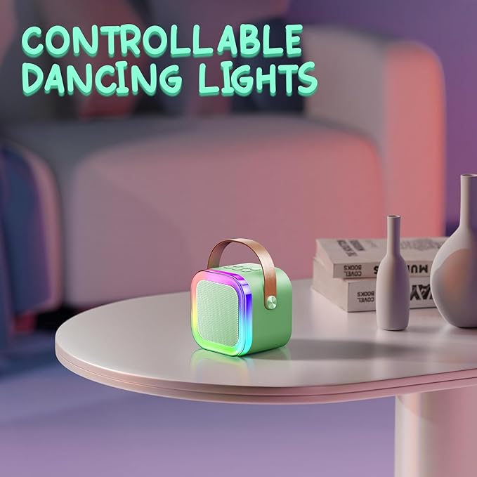 Kinglucky Mini Karaoke Machine for Kids, 2025 TOP Birthday Gifts Ideas for 3-12 Year Old Girls, Christmas Party Gifts Kids' Personal Video Players Accessories with 2 Wireless Microphones - Green