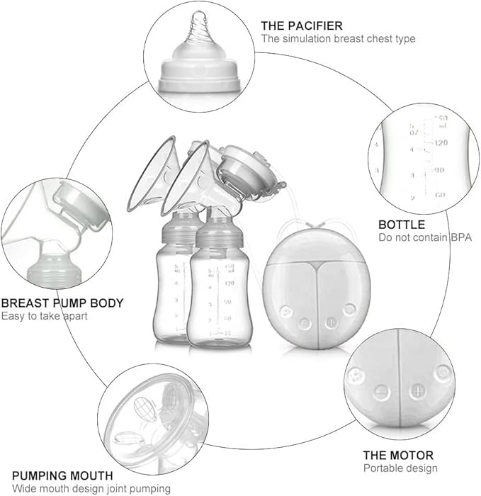 Manual Breast Pump - Automatic Double Electric Breast Pump Extractor De Leche Manual 3 Modes, 9 Levels，White
