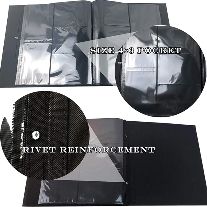 RECUTMS Photo Album 4x6 Holds 500 Photos Black Pages Large Capacity Leather Cover Wedding Family Baby Photo Albums Book Horizontal and Vertical Photos (Black)