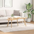 Coffee Table Set of 2 Scandinavian Coffee Table & Center Table Brown Solid Pine by THOYTOUI