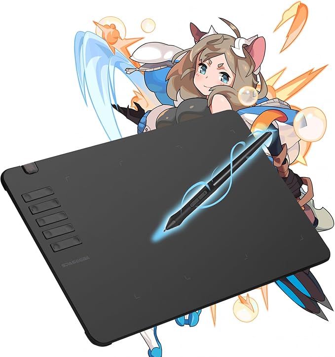 T906 Graphics Drawing Tablet, 10x6.25 Inch Digital Art Tablet with 8192 Pressure Sensitivity Battery-Free Stylus, 10 Shortcut Keys, Ultra-Thin Pen Tablet for Mac, Windows PC and Android