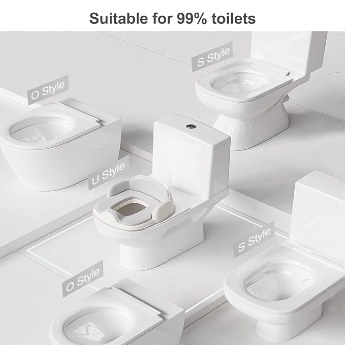 Bebamour Potty Training Toilet 3 in 1 Multi-Functional Potty Seat Detachable Baby Potty Step Stool Anti-Slip Stable Potty Training Toilet with 100 Pack Trash Bags for Baby Toddler Kids(Grey)