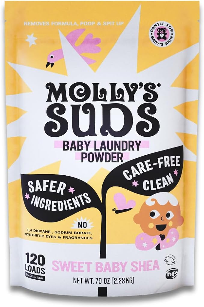 Molly's Suds Baby Laundry Detergent Powder | Removes Formula, Poop & Spit-Up Stains | Extra Gentle for Newborns (Sweet Baby Shea)