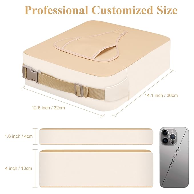 Toddler Booster Seat for Dining Table, Non-Slip Kitchen Chair Booster Seat with Backrest and Adjustable Straps, Portable PU Waterproof Travel Baby Booster Increasing Cushion