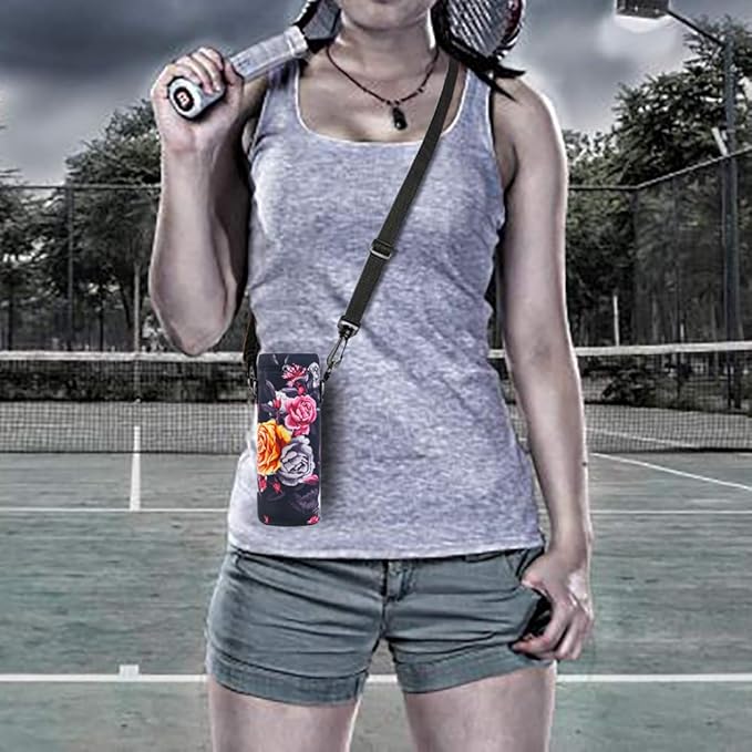 Neoprene Water Bottle Carrier Bag with Adjustable Shoulder Strap for Men Women Walking Hiking,Portable Insulated Holder Case for Stainless Steel/Glass/Plastic Bottles