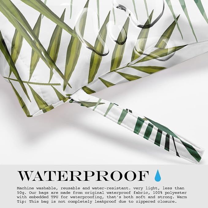 Wet Bag, Wet Dry Bag, Wet Bag for Swimsuit, Travel, Beach, Pool, Diapers, Dirty Yoga Gym Clothes, Makeup Bag, Waterproof Tropical Palm Leaves Decor Jungle Palm Leaf Favors