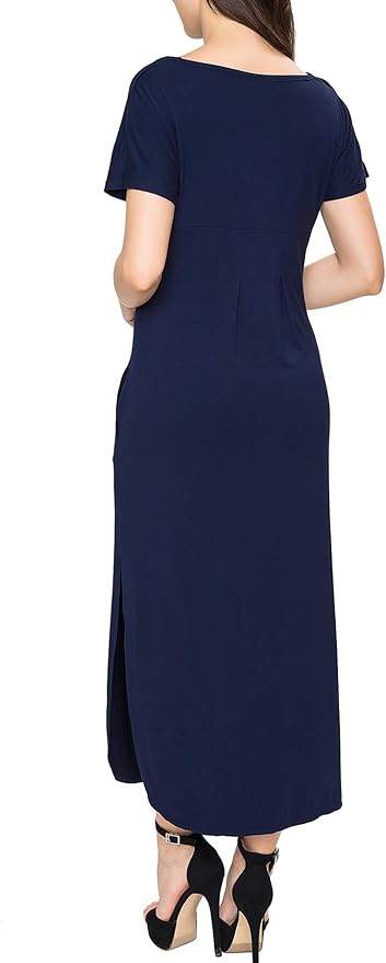 Smallshow Women's Maternity Nursing Dresses Split Long Dress for Breastfeeding