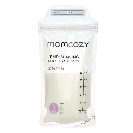 Momcozy Breastmilk Storing Bags, Temp-Sensing Discoloration Milk Storing Bags for Breastfeeding, Disposable Milk Storage Bag with 6 Ounce Self Standing, No-Leak Milk Freezer Storage Pouches, 120pcs