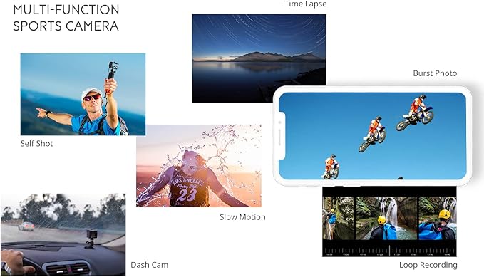 COOAU 4K 20MP Wi-Fi Action Camera External Microphone Remote Control Underwater 40M Waterproof Sport Camera Time Lapse with 2X1200mAh Batteries and 20 Accessories