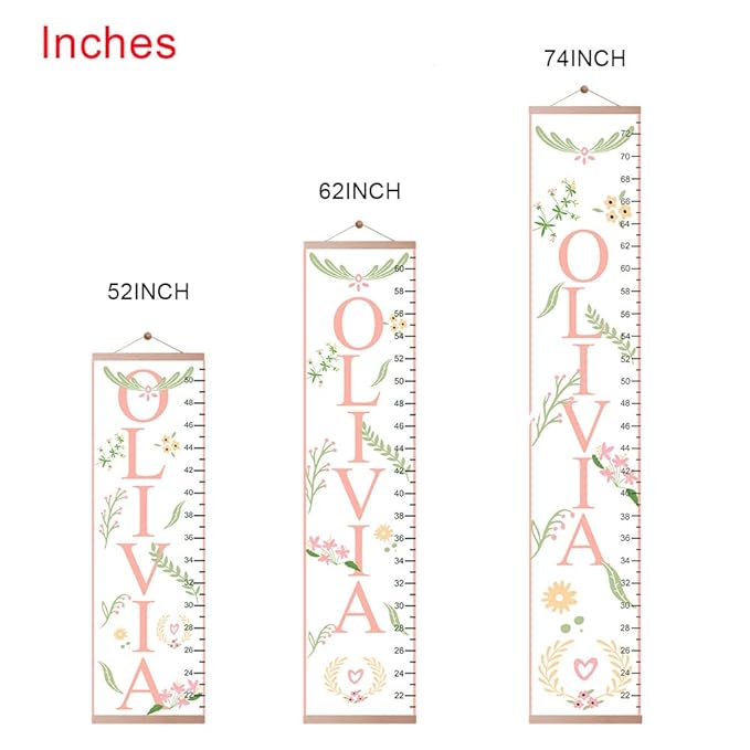 Personalized Kids Height Chart - Canvas Growth Ruler for Boys and Girls - Custom Name Banner with Removable Nursery Wall Decor - Gift for Kid’s Room Decoration