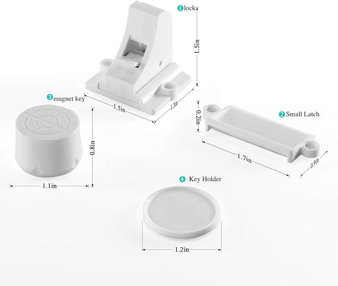 Vmaisi Adhesive Magnetic Locks for Cabinets & Drawers (32 Locks and 4 Keys)