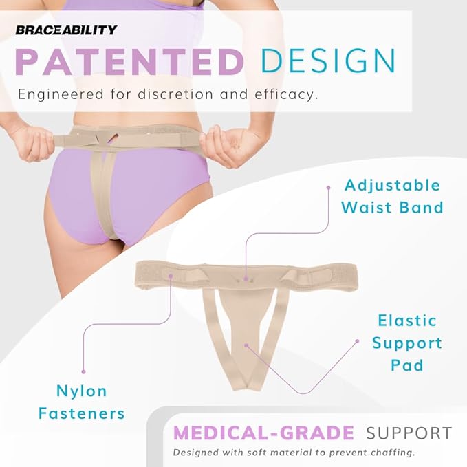 BraceAbility Pelvic Pro - Patented Prolapsed Uterus Support Belt - Women's Brace for Treating Dropped Bladder, Uterine Prolapse, Vulvar Varicosities, Postpartum and Symphysis Pubis Dysfunction (S)