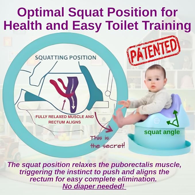 Pediatrician-Approved Squat Position for Easier Pooping & Elimination Communication (EC) | 7-in-1 Potty Training Seat | Includes Footrest, Step Stool & Toddler Toilet Seat | Reduces Diaper Waste