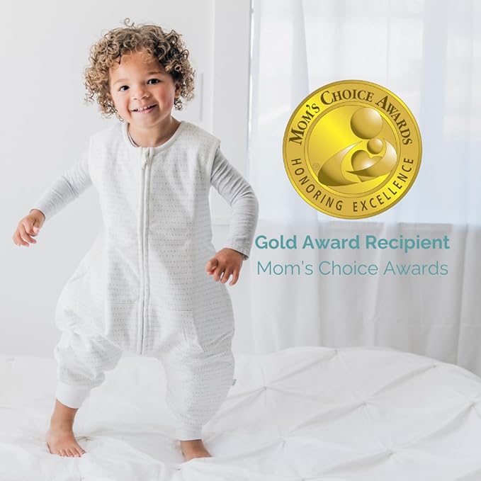 Tealbee Dreamsuit: Toddler Sleep Sack with Feet 12-18 months, 18-24 months - 1.5 TOG Winter Baby Wearable Blanket for Walkers - Rayon made from Bamboo, Organic Cotton Sleep Bag (12m-2T) - Brushed Dots