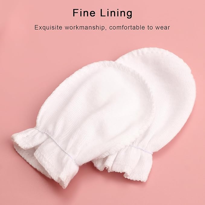 Newborn Baby Mittens No Scratch Cotton Elastic Wrist Gloves Infant Toddler Mittens for Baby Boy Girl 0-6 Months