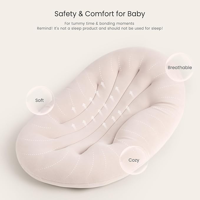Baby Lounger for Newborn: Portable & Lightweight Pillow for Tummy Time Playtime & Diaper Changes - Skin-Friendly & Breathable for 0-12 Month Supervised Use
