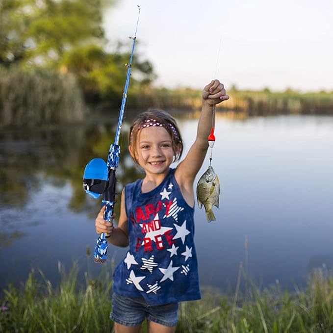 ODDSPRO Kids Fishing Pole Pink, Portable Telescopic Fishing Rod and Reel Combo Kit - with Spincast Fishing Reel Tackle Box for Girls, Youth