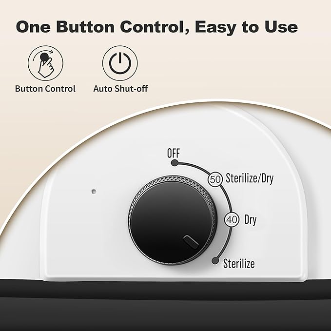 Baby Bottle Steamer, 3-in-1 Bottle Steamer and Dryer, Easy One-Dial Control Electric Steam Bottle Dryer for Baby Bottles, Baby Stuffs & Breast Pump Accessories