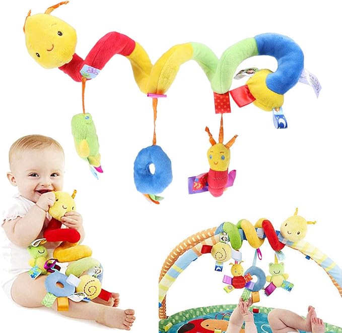 Uonlytech Baby Crib Hanging Rattles Toys, Carseat Toys Hanging Rattles Spiral Stroller Crib Cot Toy Spiral Toy Pram Hanging for Babies Boys and Girls