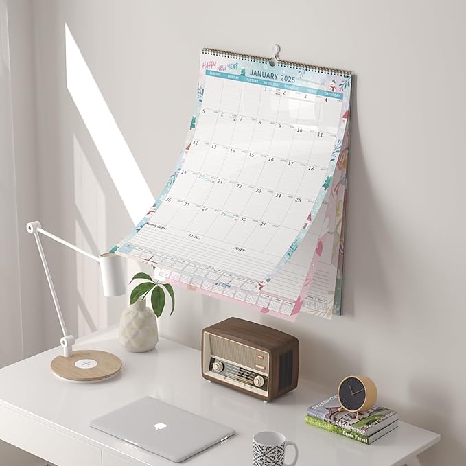 Wall Calendar 2025-2026 Large with Spiral Bound, 18 Month Big Calendar from Jan 2025 to Jun 2026, Vertical Large Monthly Desk Calendar 2025-2026 for Wall, Calendario 2025 (17"x22")