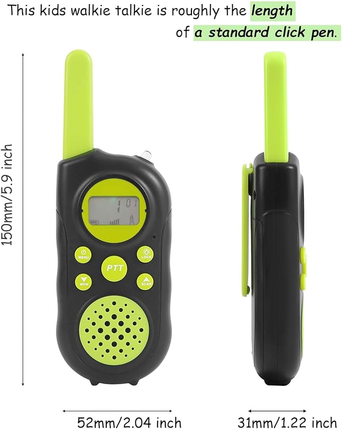 Walkie talkies for Kids, Kids walkie talkies 2 pcs, Toddler walkie talkies, Long Range walkie Talkie with Clear intercom Sound, 22 Channels with Backlit LCD Flashlight, for Outside, Camping, Hiking