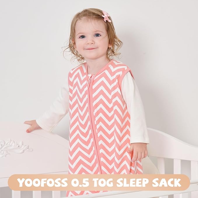 Yoofoss Baby Sleep Sack 0-6 Months Baby Wearable Blanket 100% Organic Cotton 2-Way Zipper TOG 0.5 Toddler Sleeping Sack, Lightweight Sleep Sacks for Babies(Small)