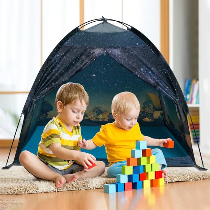 Magnetic Kids Play Tent - Imaginative Popup Space Tent for Indoor/Outdoor Fun - Galaxy Dome Playhouse for Boys & Girls - Perfect Kid's Gift - 47" x 47" x 43"