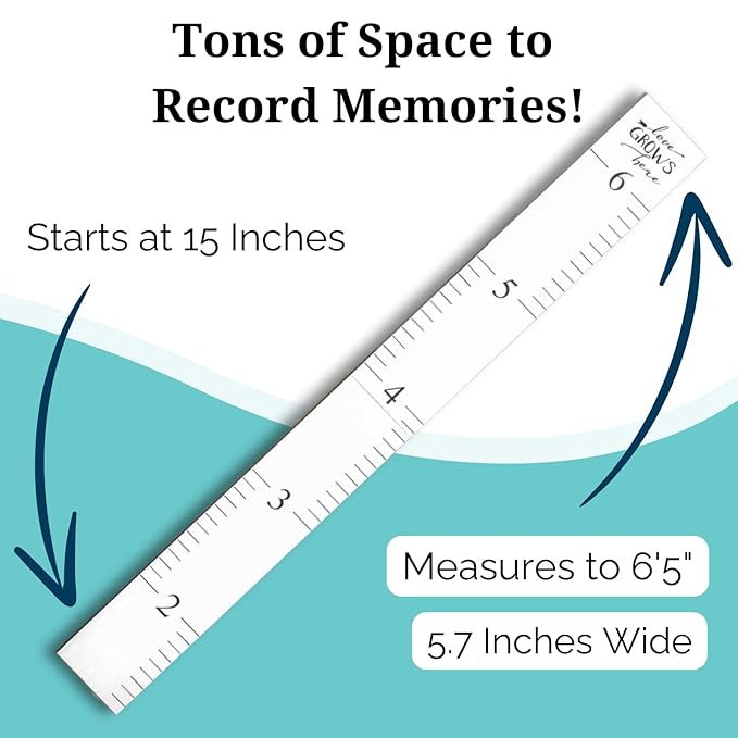 Wooden Ruler Growth Chart for Kids, Boys and Girls - Height Chart & Height Measurement for Wall - Kids Nursery Wall Decor and Room Hanging Wall Decor - Love Grows Here - White