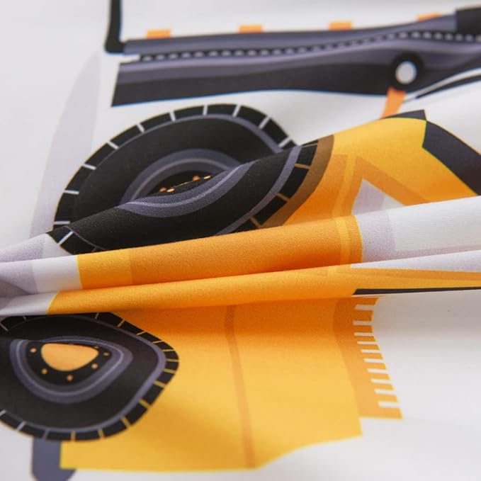 NTBED 4 Pieces Construction Toddler Bedding Set for Baby Boys, Truck Vehicles Excavator Cars Printed, Includes Comforter, Flat Sheet, Fitted Sheet and Pillowcase,White