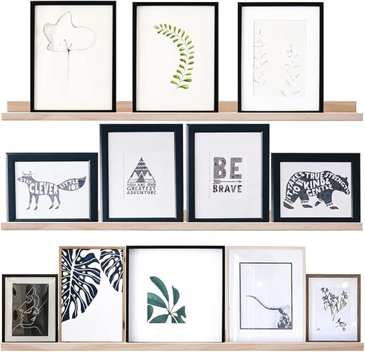 AZSKY 36 Inch Floating Shelves,Wall-Mounted Photo Ledge Shelves Set of 3,Natural Wood Shelves for Display Items What You Want,3 Same Sizes