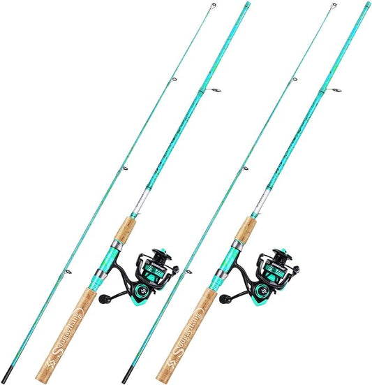 Sougayilang Fishing Rod and Reel Combo, 2-Piece 5-Foot 6-Inch Graphite & Fiberglass Rod, Durable and Strong, Quickset Anti-Reverse Fishing Reel (1Pack/2Pack)