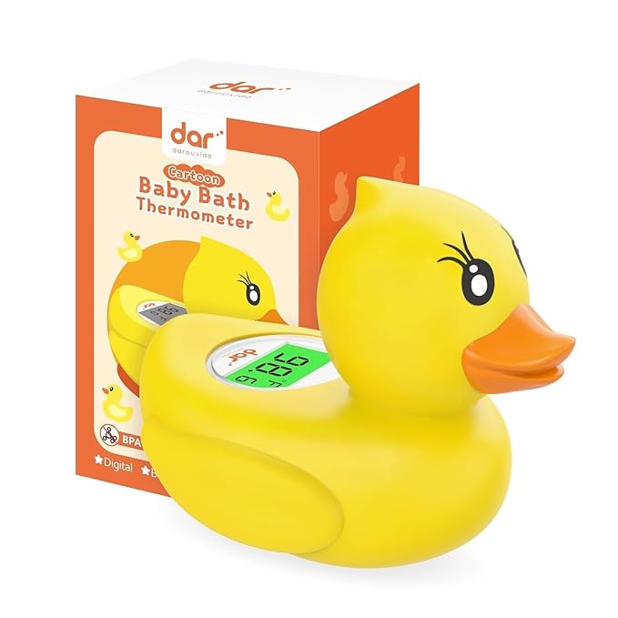 Baby Bath Thermometer, Digital Water Temperature Thermometer with 3 Color Backlit and Temperature Warning, Safety Bath Tube Thermometers Floating Toy for Infant, Toddler