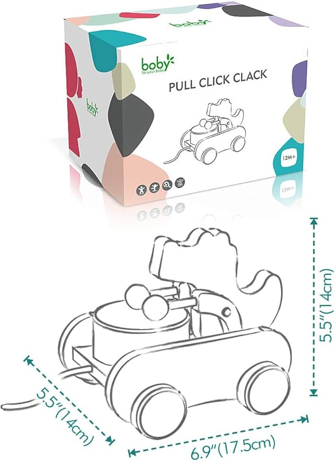 Baby Gift Wooden Toddler Pull Toy, Crocodile Drum Tapping Children's Toy, Baby dragging and Learning to Walk, Rope Traction Rope Crawling for Toddlers Ages 1+