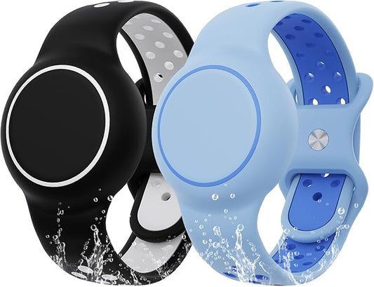 Waterproof Bracelet Compatible with AirTag for Kids (2 Pack), Protective Case GPS Tracker Holder for Child with Full Coverage Hidden Design, Soft Silicone Anti-Lost Wristband Cover for Toddler BWBB