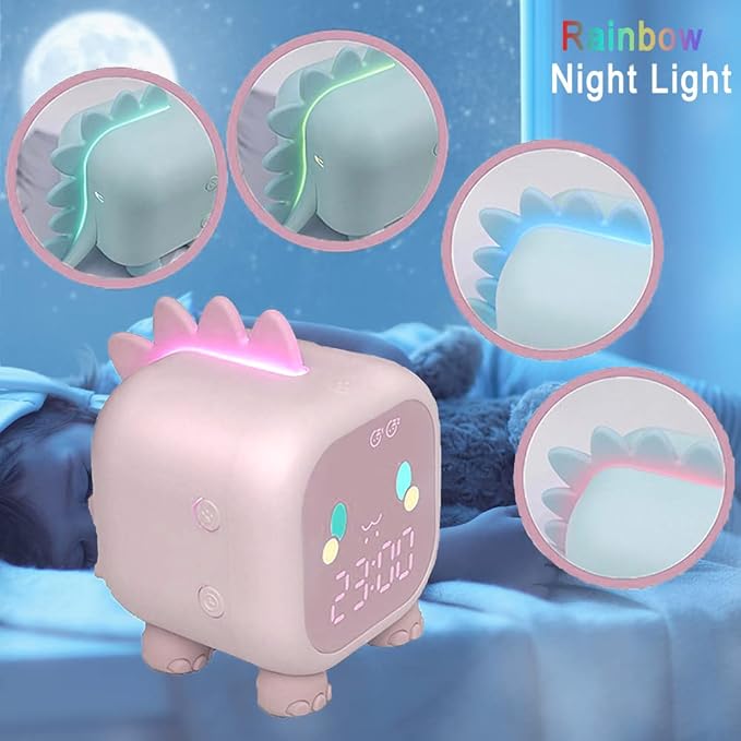 Alarm Clock Kids Dinosaur Alarm Clocks Girls Pink Digital Alarm Clock for Kids Girl Children with Night Light