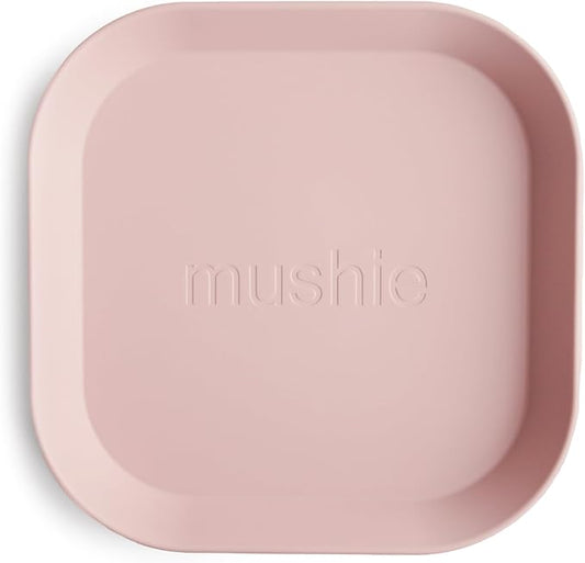 mushie Square Dinnerware Plates for Kids | Made in Denmark, Set of 2 (Blush)