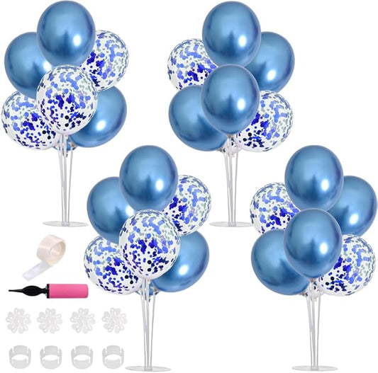 TONIFUL 4 Blue Balloon Stand Centerpiece Table Decoration for Father's Day,Birthday Decorations,Men's Birthday,Blue Party Decorations,Balloon Arch Stand Class of 2025 Graduation