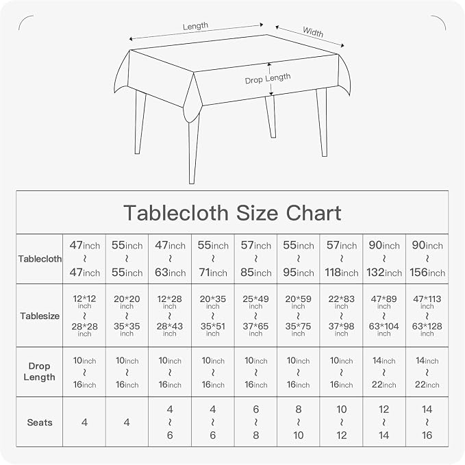 BALCONY & FALCON Rectangle Tablecloth Washable Wrinkle Resistant Water Proof - Image 7